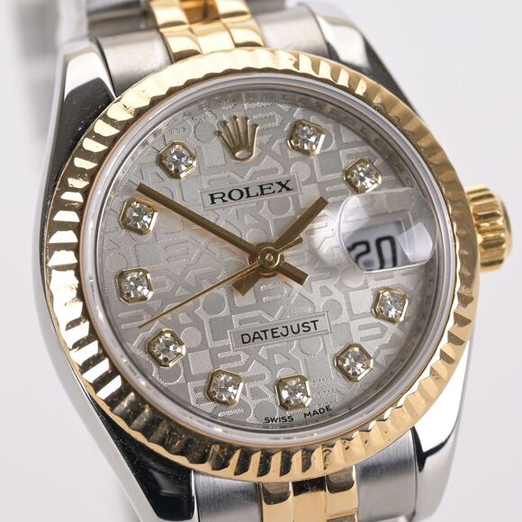 2007 Rolex Datejust 179173 Jubilee Diamond Dial 18k Gold 26mm Ladies Watch + Box - Picture 7 of 14